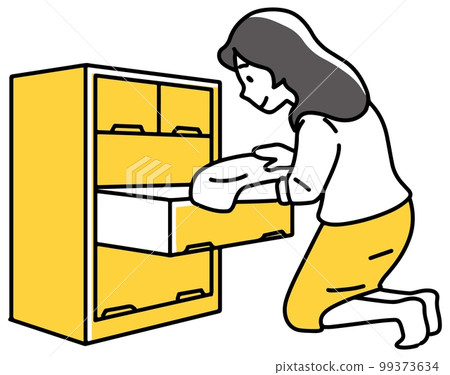 整理五斗櫃內部的女人 整理五斗櫃內部的女人 99373634