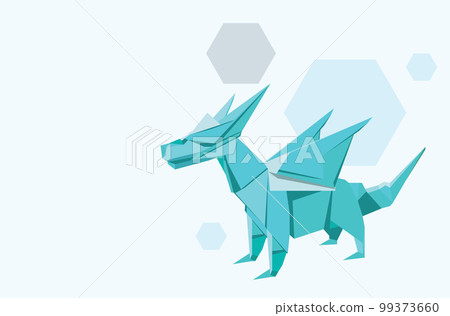 Blue origami dragon Blue origami dragon 99373660