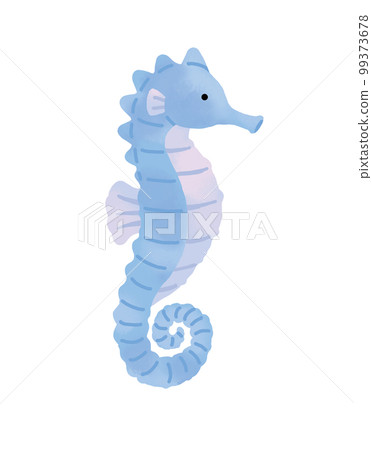 Material for New Year's cards Illustration of a cute seahorse with a watercolor touch 99373678