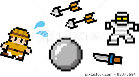 Exploration game-style pixel art Explorers fleeing traps 99373684