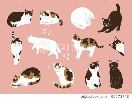 可愛貓咪手繪風格插畫集 可愛貓咪手繪風格插畫集 99373748