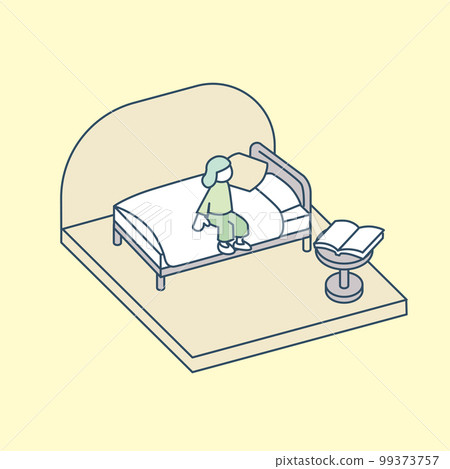 睡在床上的人。安靜的夜晚 99373757