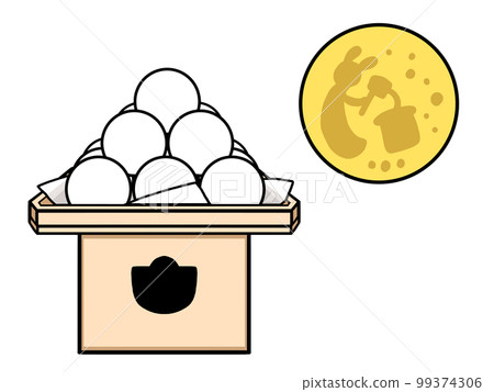 Illustration of full moon and moon dumplings 99374306