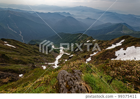 Nishiguro Ridge and morning mountain range seen... - Stock Photo ...