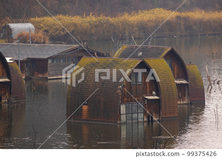 Submerged Pension Village in Setouchi City, Okayama Prefecture, Japan Submerged Pension Village in Setouchi City, Okayama Prefecture, Japan 99375426