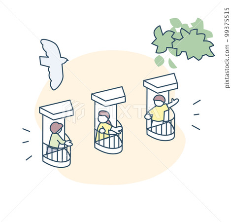 People coming out the window to say hello. fresh morning time 99375515