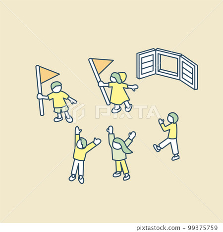 帶旗幟的人。通往各個地方的門 99375759