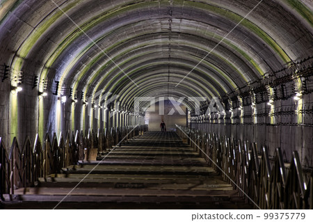 Stairs to the underground platform of Doai Station on the Joetsu Line 99375779