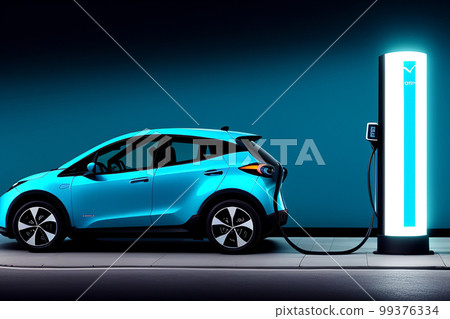electric charging car. EV charging station for electric car in concept of green energy and eco power produced from sustainable source to supply to charger station. reduce CO2 emission. generative ai electric charging car. EV charging station for electric car in concept of green energy and eco power produced from sustainable source to supply to charger station. reduce CO2 emission. generative ai 99376334
