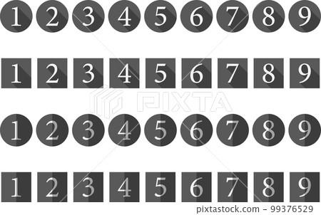 長陰影單色數字圖標集 99376529