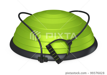 Green fitness ball with hand expander isolated white background Green fitness ball with hand expander isolated white background 99376828