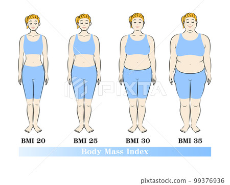 Body mass index Body shape change of young women Diet before after illustration vector Body mass index Body shape change of young women Diet before after illustration vector 99376936