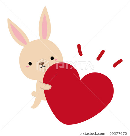 Cute rabbit and heart title illustration / red 99377670