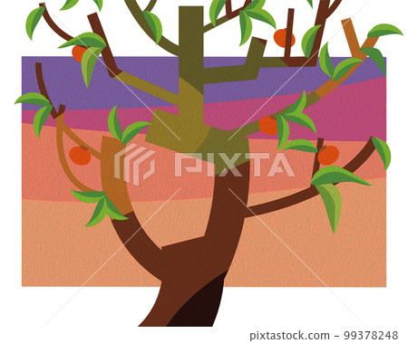 Oil painting style persimmon tree at dusk 99378248