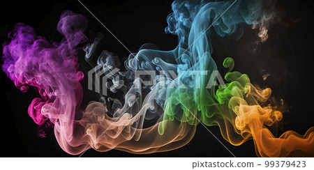 Colorful smoke cloud flow. Blue pink smoke air soft liquid ink. Marco texture powder explosion illustration Colorful smoke cloud flow. Blue pink smoke air soft liquid ink. Marco texture powder explosion illustration 99379423