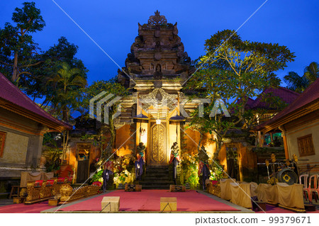 Balinese dance show venue at Ubud Royal Palace (Bali, Indonesia) 99379671