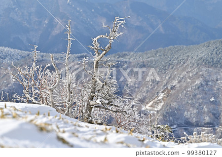 日本百座名山之一的鶴木山的冬季風光 日本百座名山之一的鶴木山的冬季風光 99380127