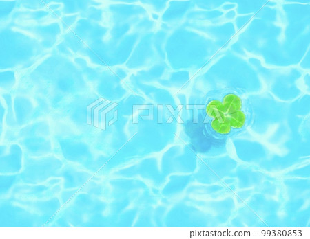 四葉草漂浮在波光粼粼的美麗水面上的插畫背景素材 99380853