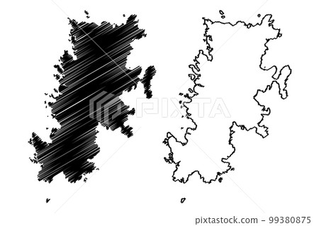 Fair island (United Kingdom of Great Britain and Northern Ireland, Scotland, Shetland islands) map vector illustration, scribble sketch Isle of Fara map Fair island (United Kingdom of Great Britain and Northern Ireland, Scotland, Shetland islands) map vector illustration, scribble sketch Isle of Fara map 99380875
