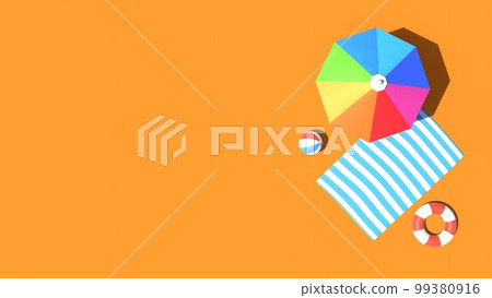 Top view Summer sale banner. concept of vacation. 3D illustration Top view Summer sale banner. concept of vacation. 3D illustration 99380916