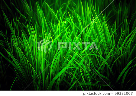 green grass small depth of field close-up. Generative AI green grass small depth of field close-up. Generative AI 99381007