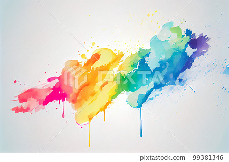 abstract watercolor brush strokes on white background. Generative AI 99381346