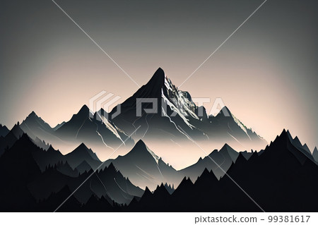 mountains drawing. realistic mountains. Generative AI 99381617