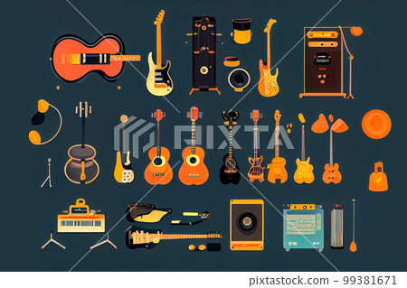 set of musical instruments. Generative AI 99381671