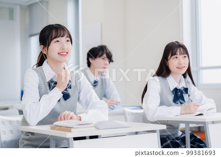 High school students enjoying classes in the classroom 99381693