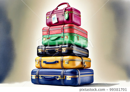 Mountain vintage suitcases. Generative AI Mountain vintage suitcases. Generative AI 99381701