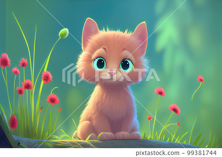 cartoon ginger cat close-up. Generative AI cartoon ginger cat close-up. Generative AI 99381744