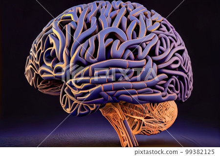 3d brain close up. Generative AI 3d brain close up. Generative AI 99382125