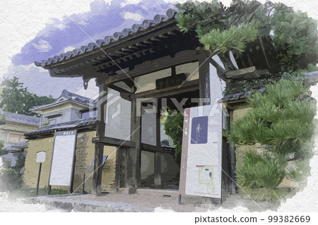 Watercolor-style Kairyuo-ji Temple front gate, Nara City, Nara Prefecture Watercolor-style Kairyuo-ji Temple front gate, Nara City, Nara Prefecture 99382669