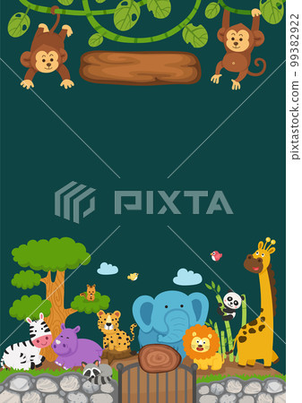 Empty banner template with zoo illustration Empty banner template with zoo illustration 99382922