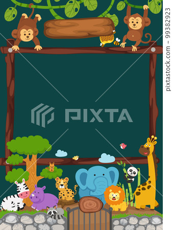Empty banner template with zoo illustration Empty banner template with zoo illustration 99382923