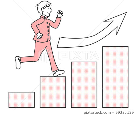 Illustration material: Image of a boy in school uniform climbing a graph of academic achievement 99383159