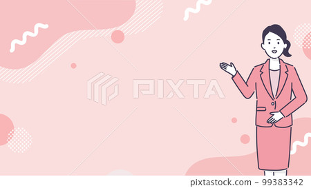 Illustration of smiling woman with geometric background, template for title design, copy space, vector Illustration of smiling woman with geometric background, template for title design, copy space, vector 99383342