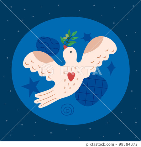 Dove with olive branch. Peace bird. Simple collage. Scandinavian doodle folk winged animal. World Day card. Retro cutout Scandi humor flying pigeon. Faith and hope. Vector abstract utter illustration Dove with olive branch. Peace bird. Simple collage. Scandinavian doodle folk winged animal. World Day card. Retro cutout Scandi humor flying pigeon. Faith and hope. Vector abstract utter illustration 99384372