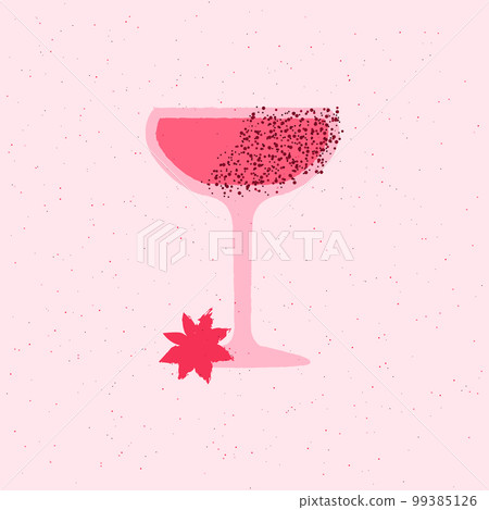 Pink cocktail drink glass with anise and spices. flat vector illustration 99385126