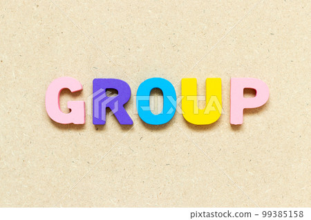 Color alphabet letter with word group on wood background Color alphabet letter with word group on wood background 99385158