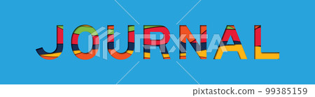 Letter with papercut style in word journal on blue background 99385159