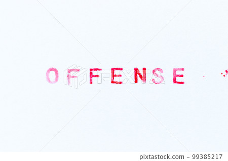Red color ink rubber stamp in word offense on white paper background 99385217