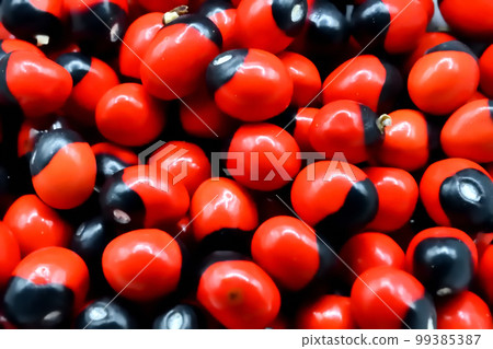 Poisonous red bean with beautiful red and black used for decoration Poisonous red bean with beautiful red and black used for decoration 99385387
