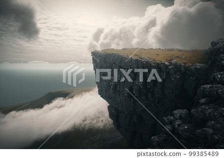 突出的懸崖和雲海的邊緣 99385489