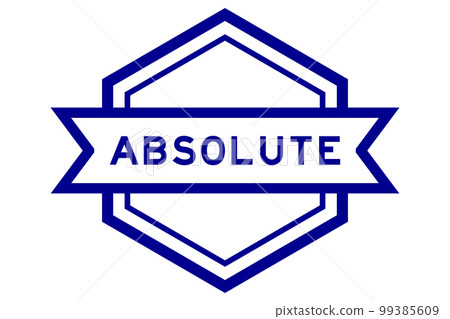 Vintage blue color hexagon label banner with word absolute on white background 99385609