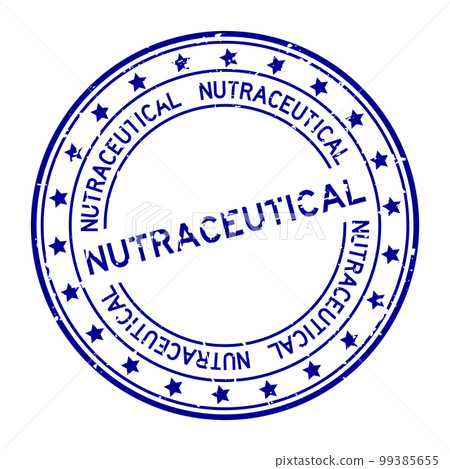 Grunge blue nutraceutical word with star icon round rubber seal stamp on white background Grunge blue nutraceutical word with star icon round rubber seal stamp on white background 99385655