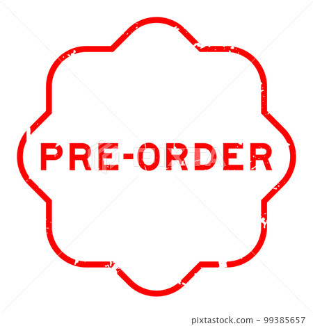 Grunge red pre-order word rubber seal stamp on white background 99385657