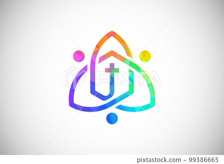 Low poly style church logo. Christian sign symbols. The Cross of Jesus 99386665