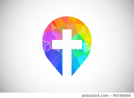 Low poly style church logo. Christian sign symbols. The Cross of Jesus Low poly style church logo. Christian sign symbols. The Cross of Jesus 99386666
