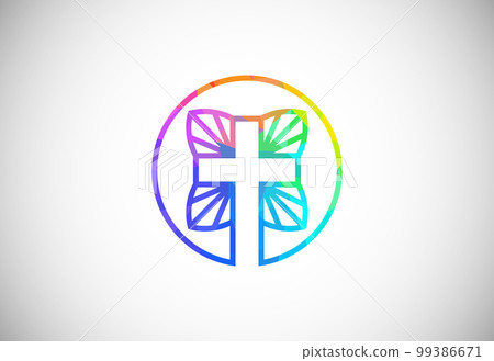 Low poly style church logo. Christian sign symbols. The Cross of Jesus 99386671
